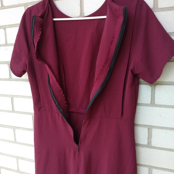 Amish Mennonite Cape Dress 37" B 29.75" W Handmade Modest Burgundy Lightweight - Picture 7 of 8